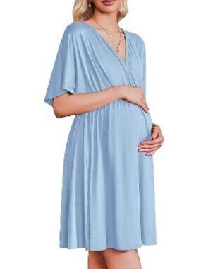 Ekouaer 3 in 1 Labor and Delivery Gown for Hospital Nursing Dress Women's L NWT